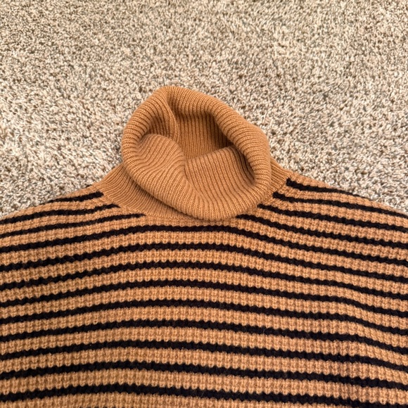 Madewell Striped Wool Waffle Turtleneck Sweater Size M - Picture 3 of 6